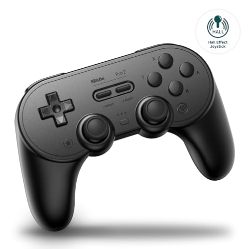 8Bitdo Pro 2 Bluetooth Controller for Switch, Switch 2, Hall Effect Joystick Update, Wireless Gaming Controller for Switch, PC, Android, and Steam Deck & Apple (Black Edition) - Damaged Box
