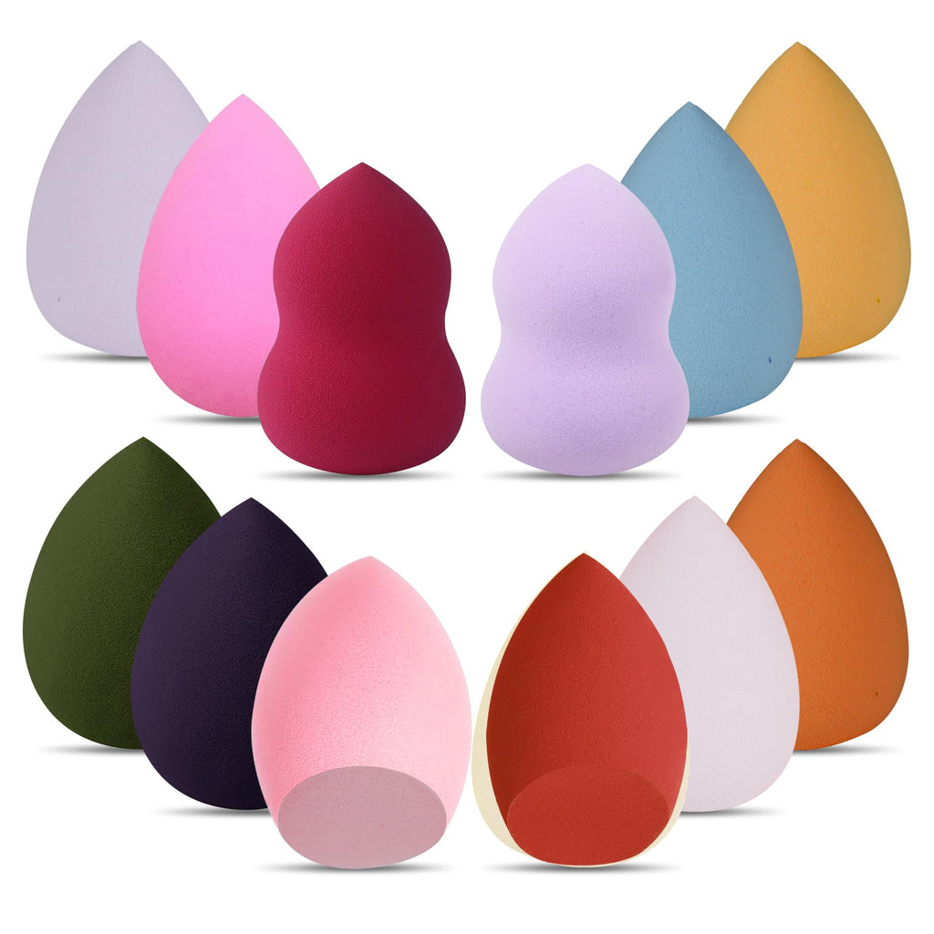 G4GADGET 12 PCS Multi-Coloured Makeup Sponges Set - Non-Latex Blender for Foundation Wet & Dry Use - Damaged Box