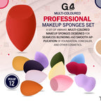 G4GADGET 12 PCS Multi-Coloured Makeup Sponges Set - Non-Latex Blender for Foundation Wet & Dry Use - Damaged Box