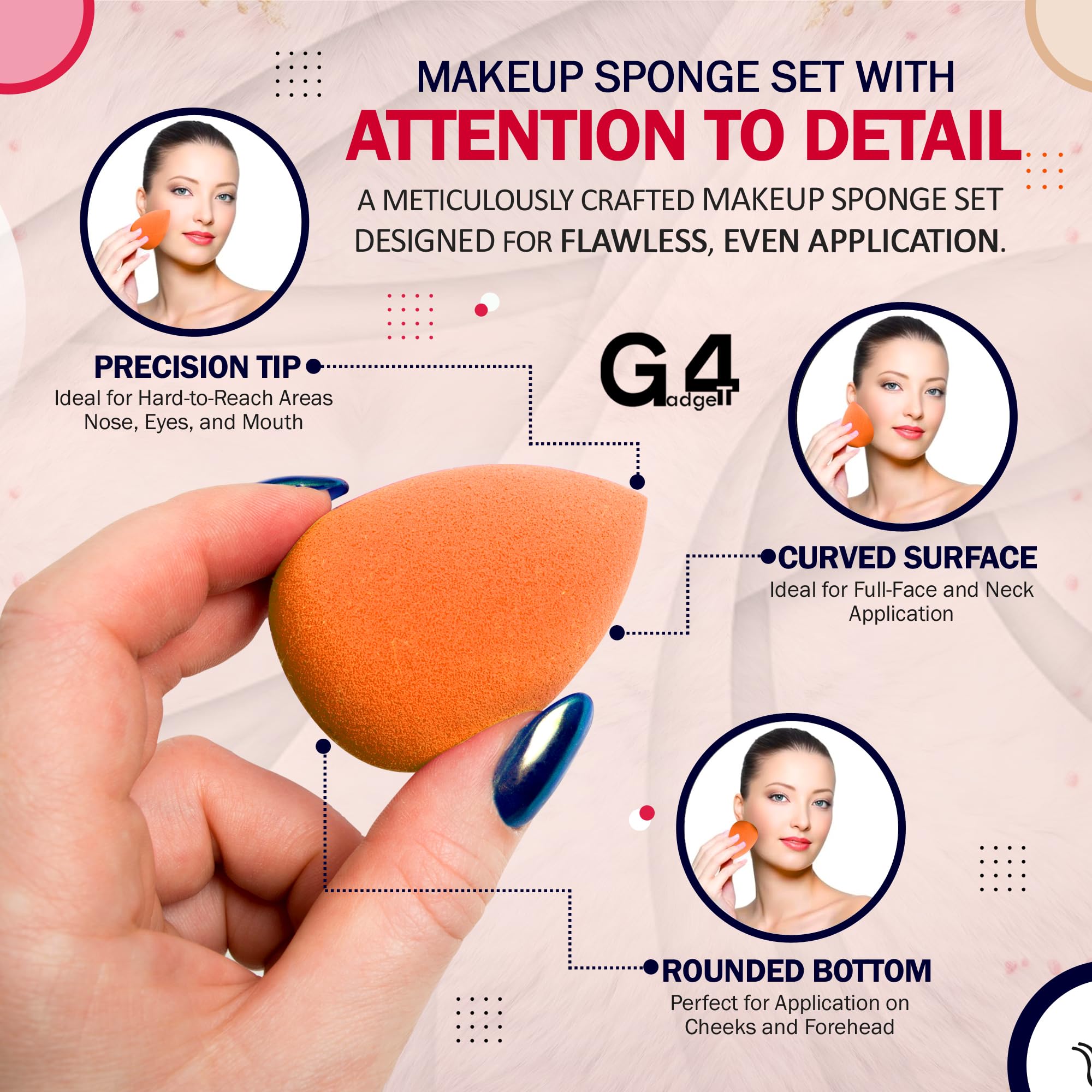 G4GADGET 12 PCS Multi-Coloured Makeup Sponges Set - Non-Latex Blender for Foundation Wet & Dry Use - Damaged Box
