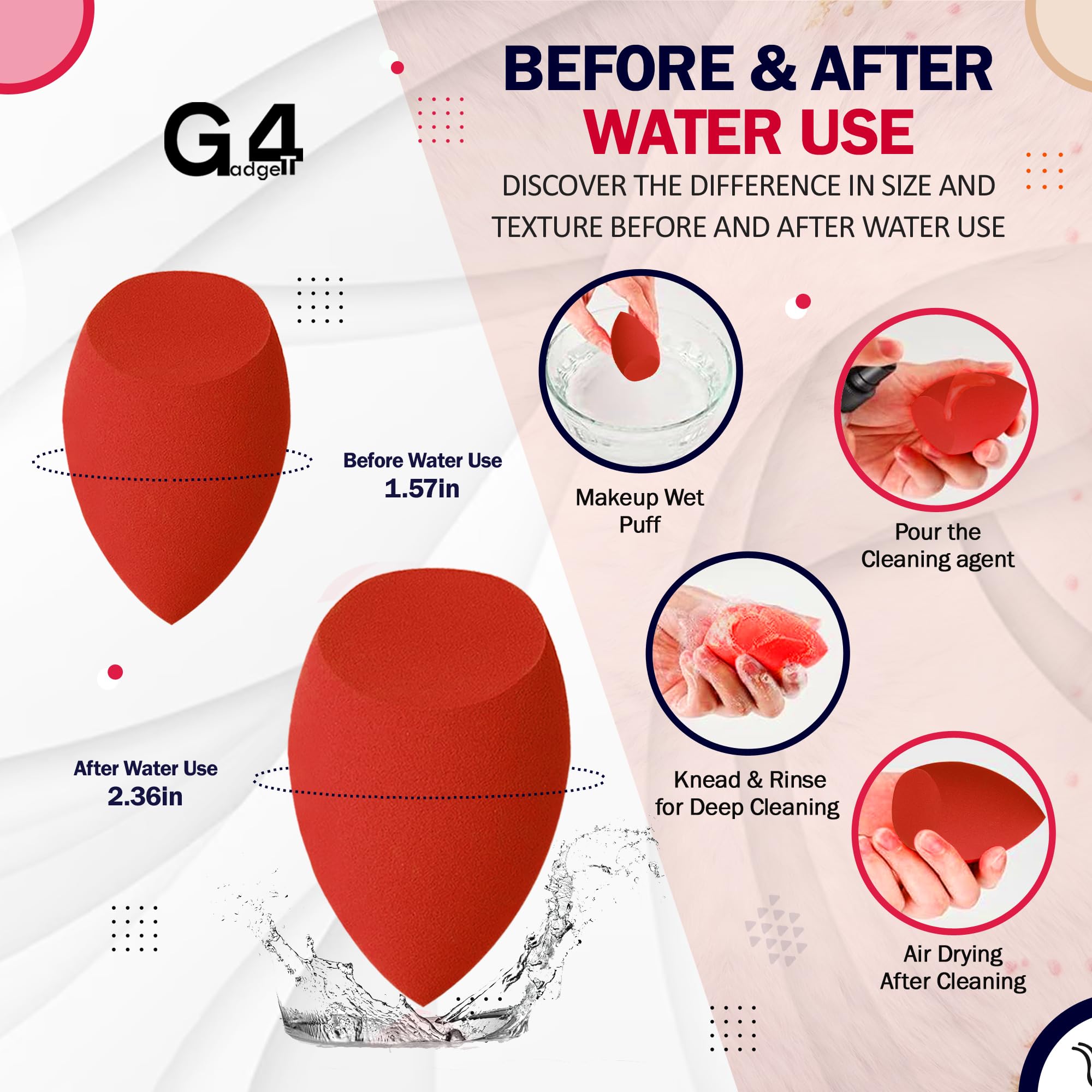 G4GADGET 12 PCS Multi-Coloured Makeup Sponges Set - Non-Latex Blender for Foundation Wet & Dry Use - Damaged Box