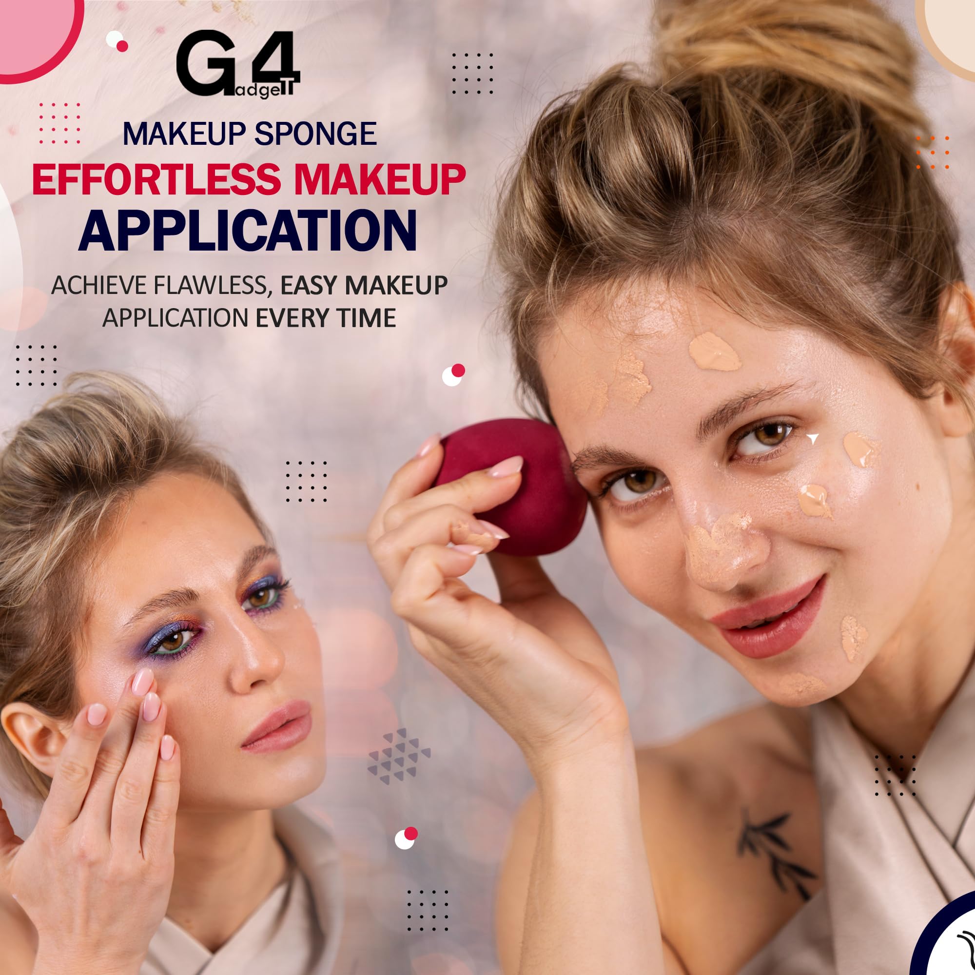 G4GADGET 12 PCS Multi-Coloured Makeup Sponges Set - Non-Latex Blender for Foundation Wet & Dry Use - Damaged Box