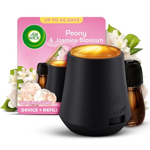 Airwick Essential Mist Kit - Peony & Jasmine Diffuser Refill & Device - Home Fragrance Starter Pack - Damaged Box