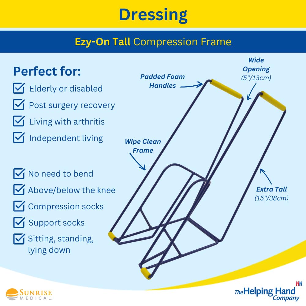 Helping Hand Company Ezy-on Tall Compression Stocking Sock Aid Applicator - Dressing Tool for Support Socks Women Men - Very Good