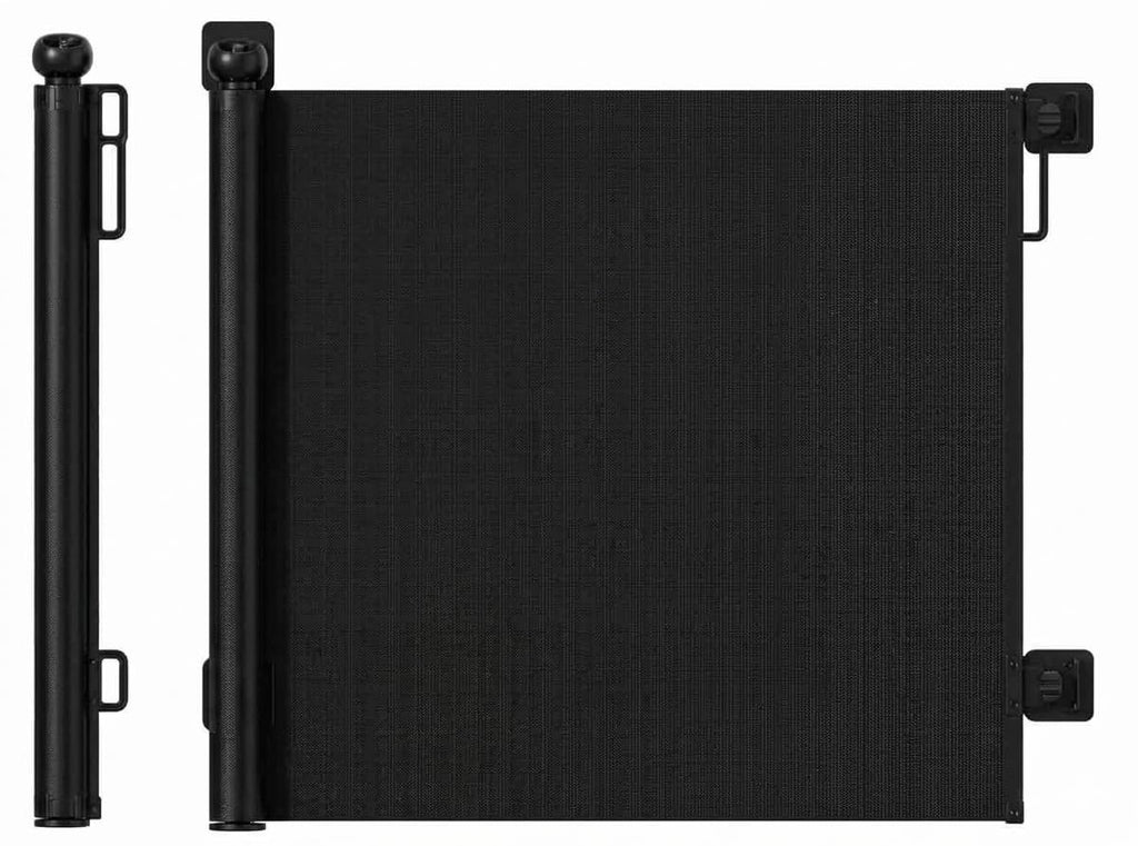 Cuddle Joy Retractable Stair Gate - 150x80cm Extendable Baby Pet Safety Barrier - 2-Step Lock, One-Handed, Black - Very Good