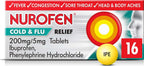 Nurofen Cold & Flu Tablets 200mg/5mg - 16 Pack - Sinus Sore Throat Congestion Nasal Relief Medication - Damaged Box - BBE 07/2027