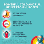 Nurofen Cold & Flu Tablets 200mg/5mg - 16 Pack - Sinus Sore Throat Congestion Nasal Relief Medication - Damaged Box - BBE 07/2027
