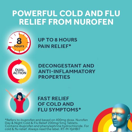 Nurofen Cold & Flu Tablets 200mg/5mg - 16 Pack - Sinus Sore Throat Congestion Nasal Relief Medication - Damaged Box - BBE 07/2027