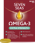 Seven Seas Omega-3 Fish Oil Extra Strength - Vitamin D - 30 One-A-Day Capsules - 1 Month Supply - Whole Body Health - Damaged Box - BBE 07/2028