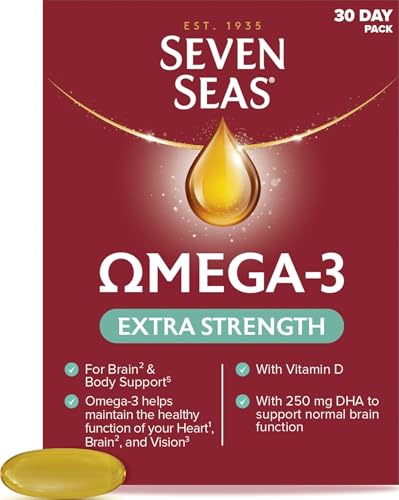 Seven Seas Omega-3 Fish Oil Extra Strength - Vitamin D - 30 One-A-Day Capsules - 1 Month Supply - Whole Body Health - Damaged Box - BBE 07/2028