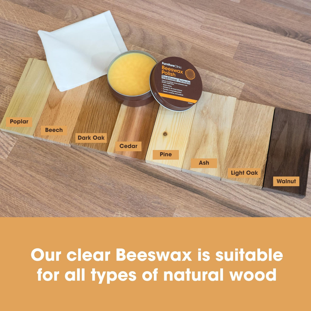 Furniture Clinic Clear Beeswax Polish for Wood & Furniture - 200ml Natural Wax Protectant for Wooden Surfaces - Damaged Box