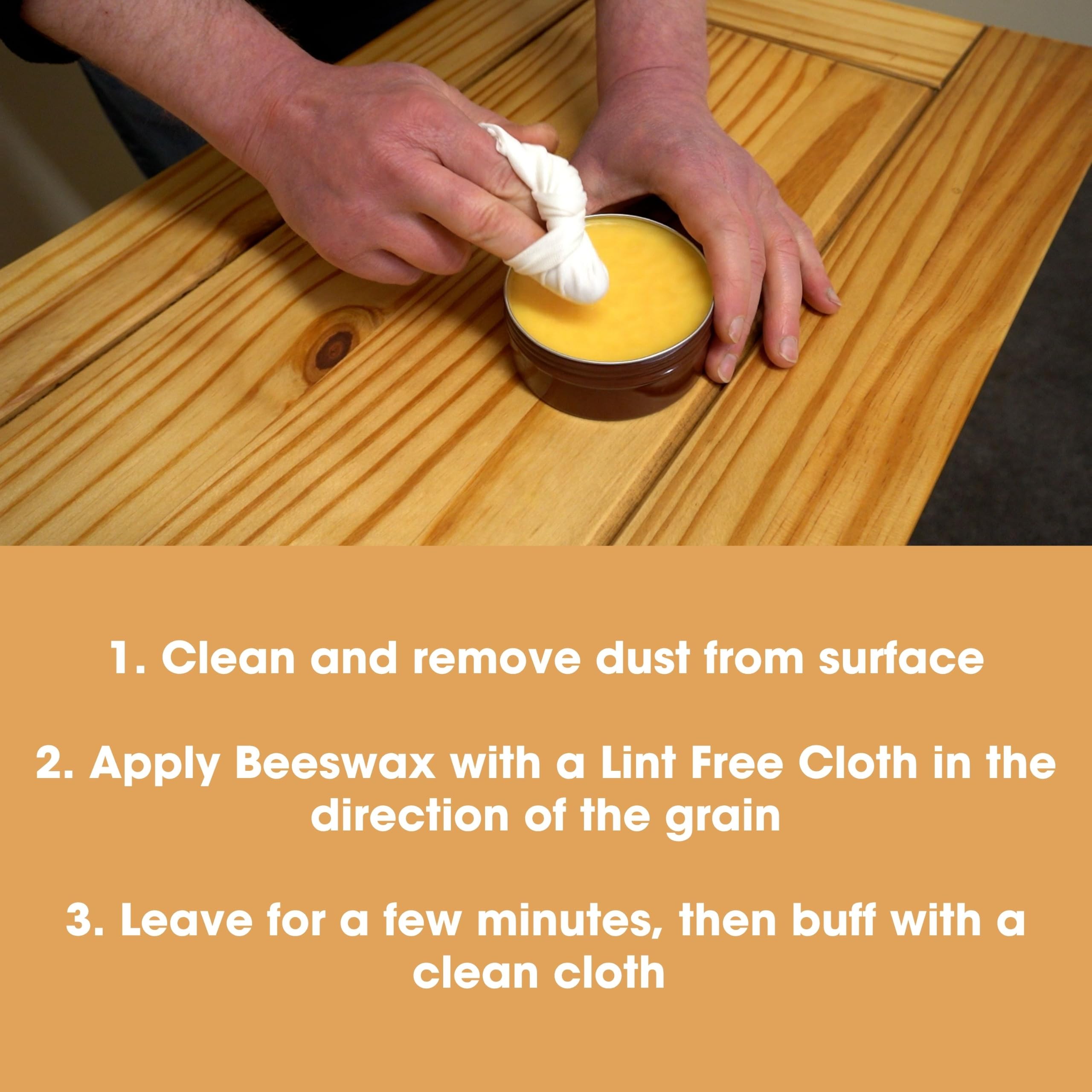 Furniture Clinic Clear Beeswax Polish for Wood & Furniture - 200ml Natural Wax Protectant for Wooden Surfaces - Damaged Box