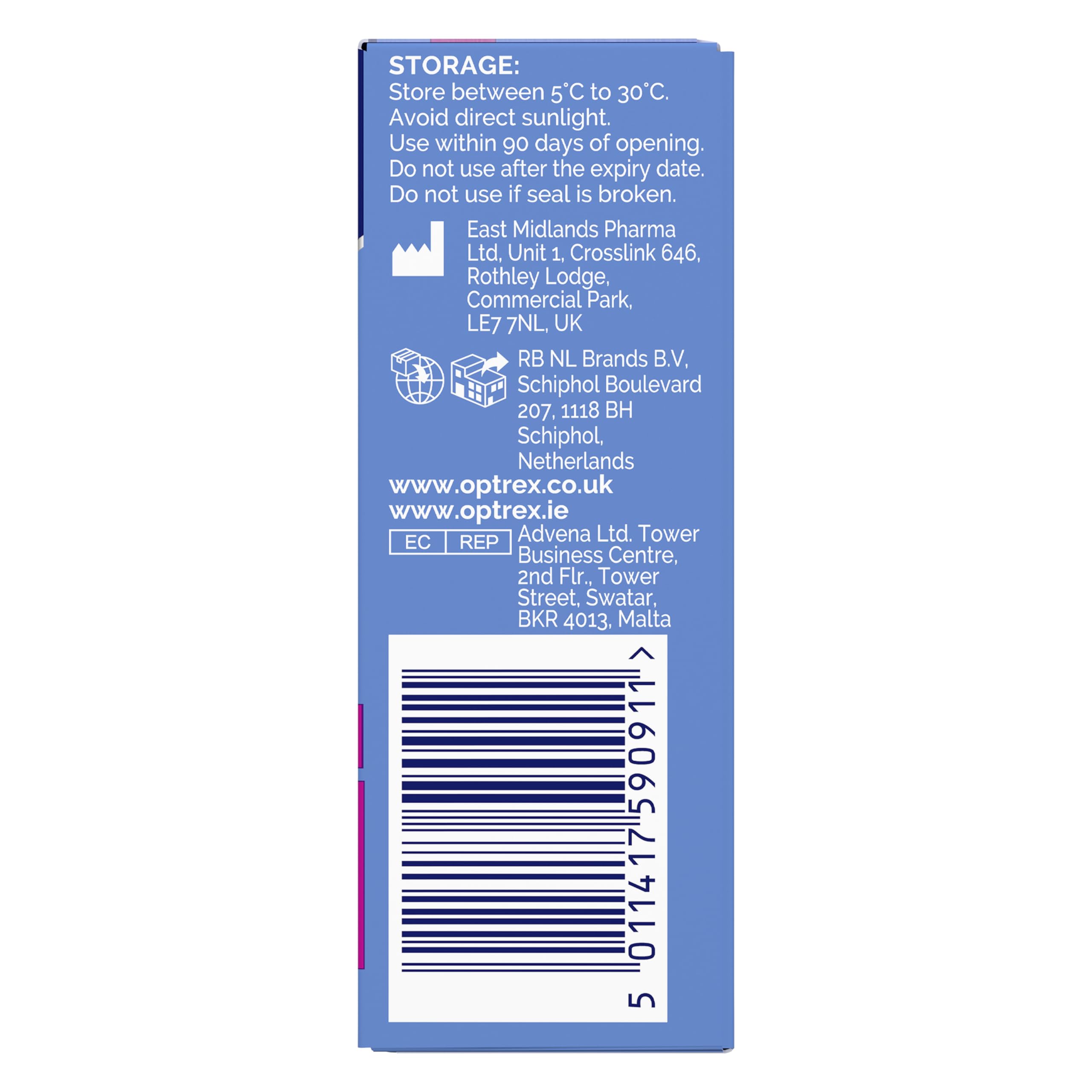 Optrex Moisturising Eye Drops 10ml - Contact Lens Safe - Dry & Sensitive Eyes - Soothes Irritation & Hydrates - Damaged Box - BBE 07/2028