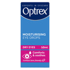 Optrex Moisturising Eye Drops 10ml - Contact Lens Safe - Dry & Sensitive Eyes - Soothes Irritation & Hydrates - Damaged Box - BBE 07/2028