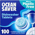 OceanSaver Eco-Friendly Dishwasher Tablets - 100 Pack - Plastic-Free, Non-Toxic, Plant-Based Dishwashing Tabs with Rinse Aid for Tough - Damaged Box