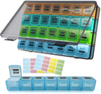 Monthly Pill Box 28 Days Pill Box Organiser by Week,One Month 4 Weeks Pill Cases with Dust-Proof Container to Hold Vitamins,Supplements,Fish Oils for Travel (Multicolour) - Very Good