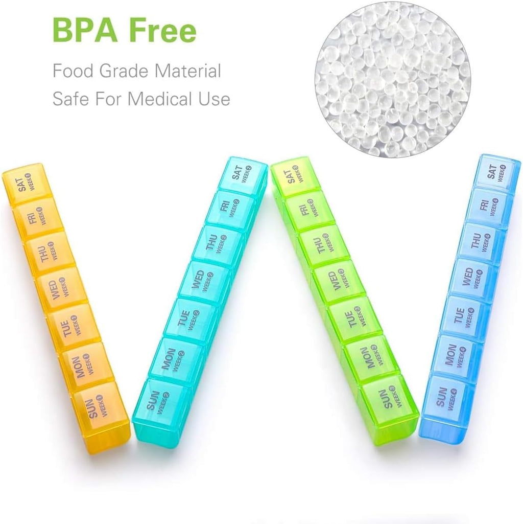 Monthly Pill Box 28 Days Pill Box Organiser by Week,One Month 4 Weeks Pill Cases with Dust-Proof Container to Hold Vitamins,Supplements,Fish Oils for Travel (Multicolour) - Very Good