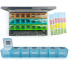 Monthly Pill Box 28 Days Pill Box Organiser by Week,One Month 4 Weeks Pill Cases with Dust-Proof Container to Hold Vitamins,Supplements,Fish Oils for Travel (Multicolour) - Very Good