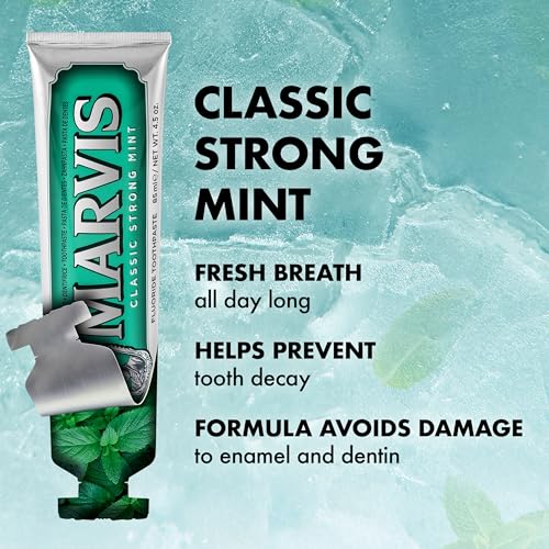 Marvis Classic Strong Mint Toothpaste 85ml - Flavoured Oral Care Fresh Breath Gel - Damaged Box
