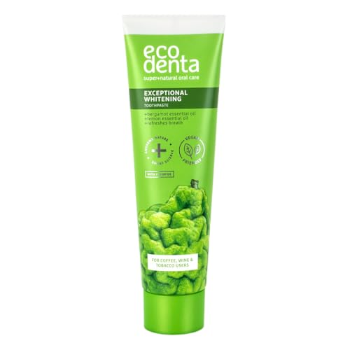 Ecodenta Exceptional Whitening Toothpaste - Bergamot - Plaque Removal - Smokers Coffee Wine - 100ml Tube - Damaged Box - BBE 01/2029