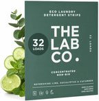 The Lab Co. Laundry Detergent Strips - Eco Ultra-Concentrated Washing Sheets - Non-Bio Sensitive Skin - Lime Eucalyptus Cucumber - 32 Loads - Damaged Box