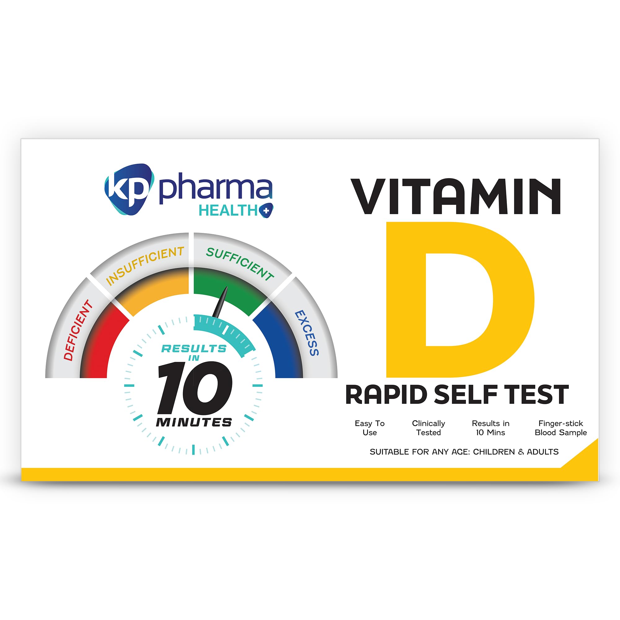 KP Pharma Vitamin D Test Kit - At Home Deficiency & Insufficiency Level Check - Clinically Tested CE Certified - 2 Pack Easy Quick Accurate - New
