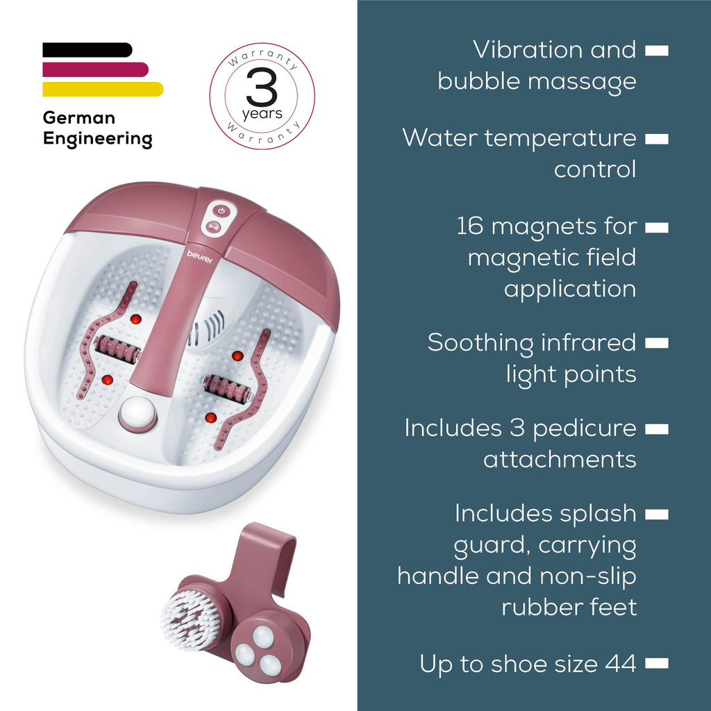 Beurer FB 35 Foot Spa Bath - Vibration Bubble Massage Pedicure Attachments Aromatherapy Infrared Light - Up to UK 10 - Very Good