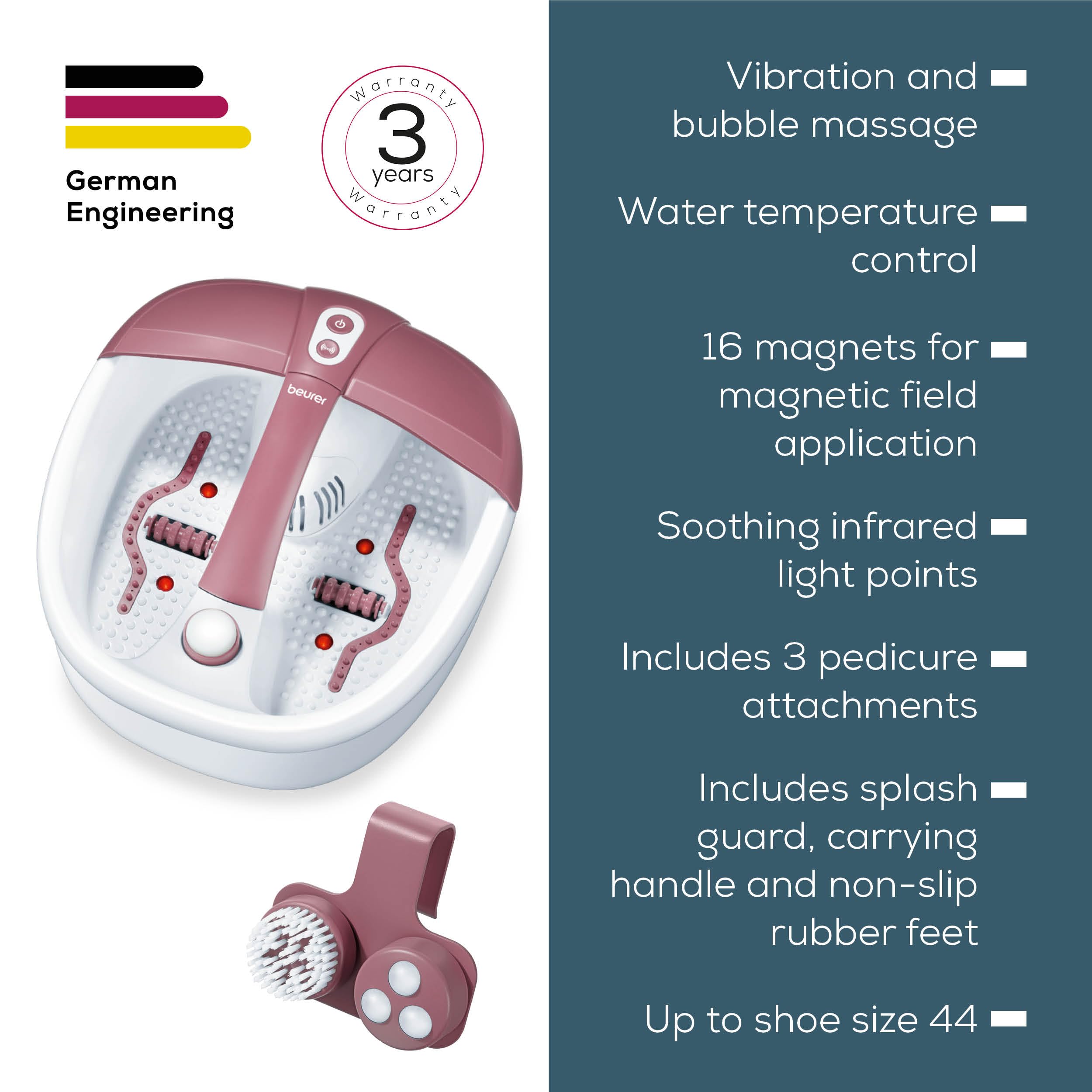 Beurer FB 35 Foot Spa Bath - Vibration Bubble Massage Pedicure Attachments Aromatherapy Infrared Light - Up to UK 10 - Very Good