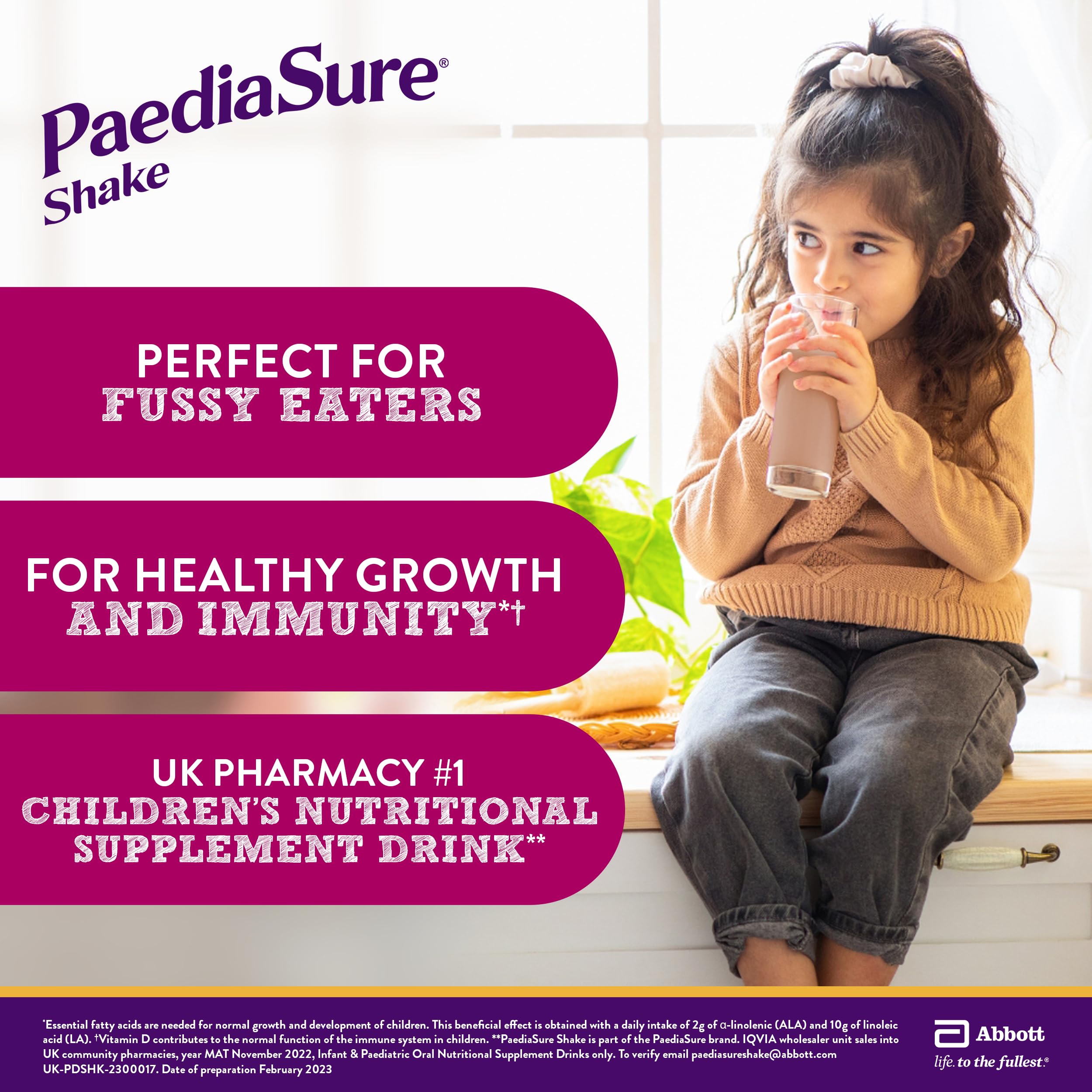 PaediaSure Shake Ready-To-Drink Chocolate 4x200ml - Kids Supplement, 26 Vitamins, Minerals, Iron, Protein, Growth, Immunity - Damaged Box - BBE 01/2027
