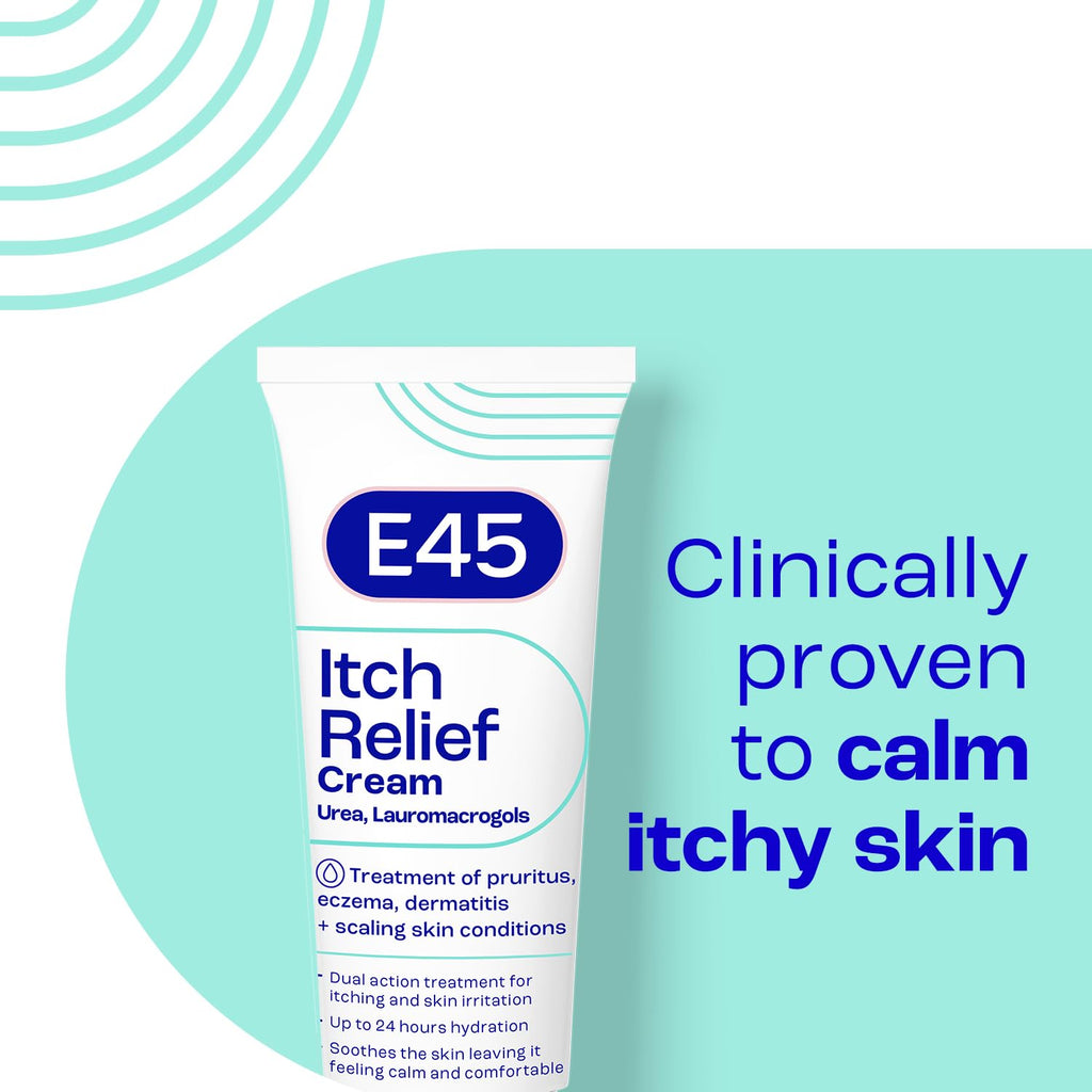E45 Itch Relief Cream 100g - Anti-Itch Eczema Dermatitis Skin Irritation Treatment - Non-Greasy Soothing Formula - Damaged Box - BBE 06/2027
