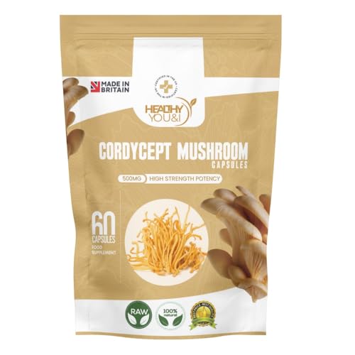 Cordyceps Mushroom Capsules - Performance Energy & Immune Support Supplement - Vegan, Non-GMO, 60 Capsules - New