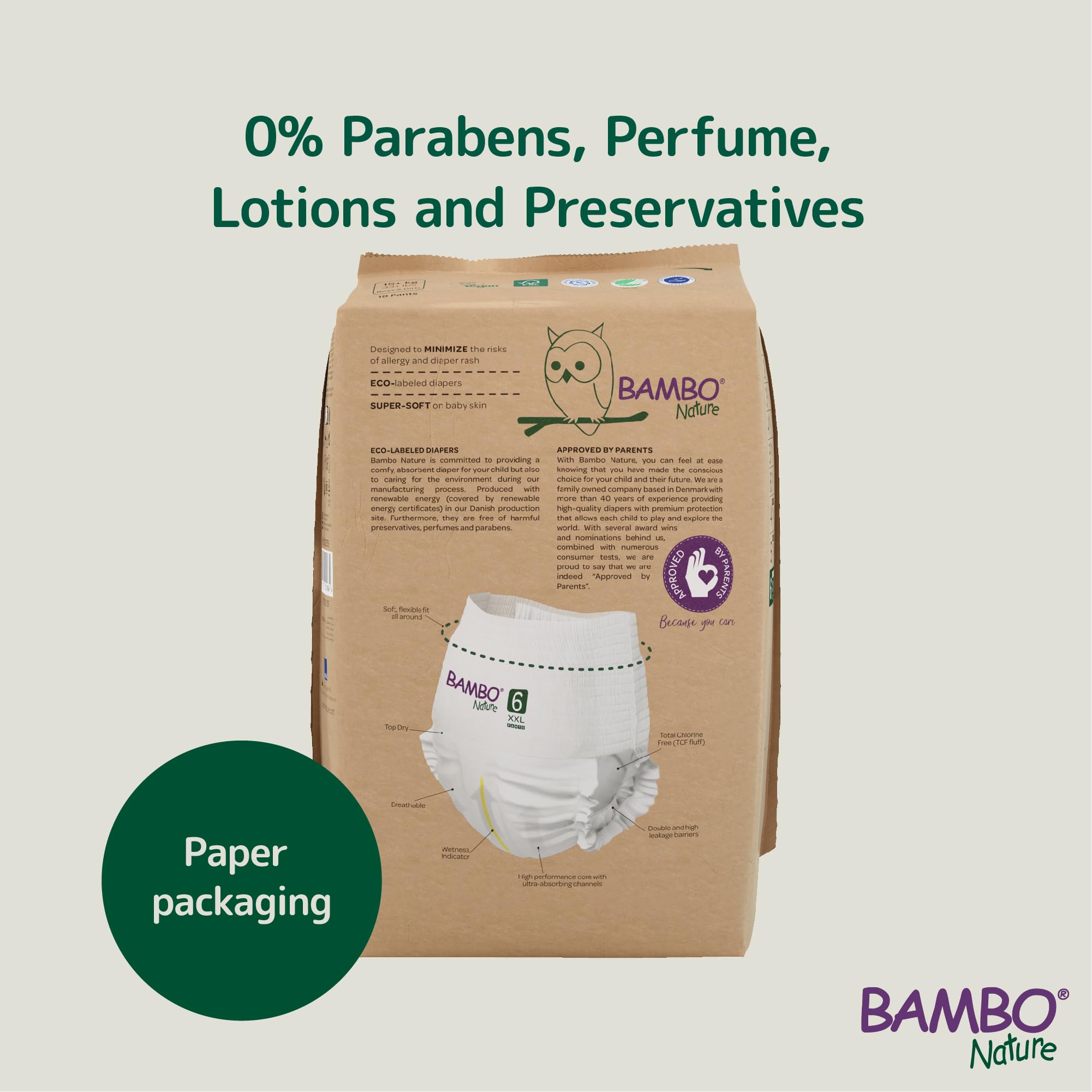 Bambo Nature Premium Training Pants, Size 6 (15+kg), XXL, 90PK, Pull Ups, Eco-Labelled Potty Training Nappy Pants, Secure, Comfortable, Discreet for Active Day and Comfy Night's Sleep - Damaged Box