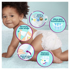 Pampers Premium Protection Nappies Size 7 - 128 Pack - 15kg+ Monthly - Harmonie Aqua Baby Wipes 10 Count - Damaged Box