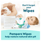 Pampers Premium Protection Nappies Size 7 - 128 Pack - 15kg+ Monthly - Harmonie Aqua Baby Wipes 10 Count - Damaged Box