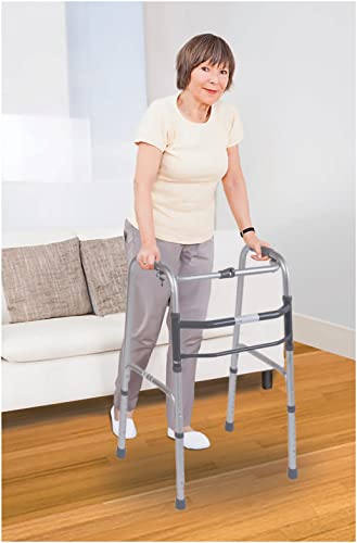 Aidapt Folding Aluminium Walking Frame - Adjustable Height, Lightweight, Fast Fold, Anti-Slip Ferrule Feet Mobility Aid - Very Good