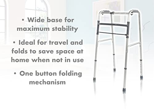 Aidapt Folding Aluminium Walking Frame - Adjustable Height, Lightweight, Fast Fold, Anti-Slip Ferrule Feet Mobility Aid - Very Good