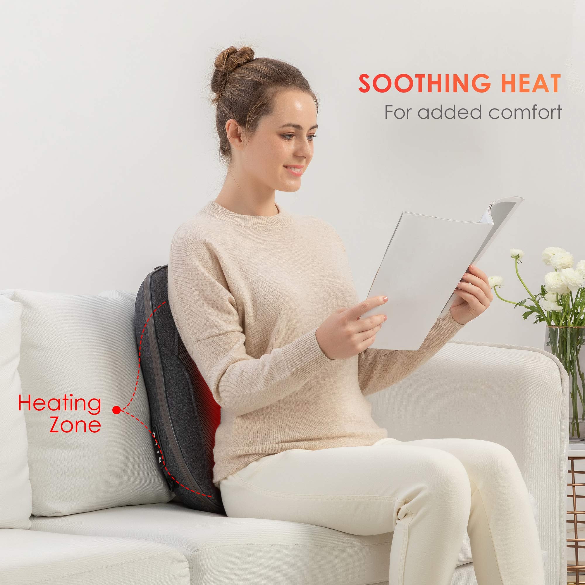 COMFIER Shiatsu Back Massager with Heat - Portable Massage Cushion for Chair - Neck Shoulder Back Pain Relief - Very Good