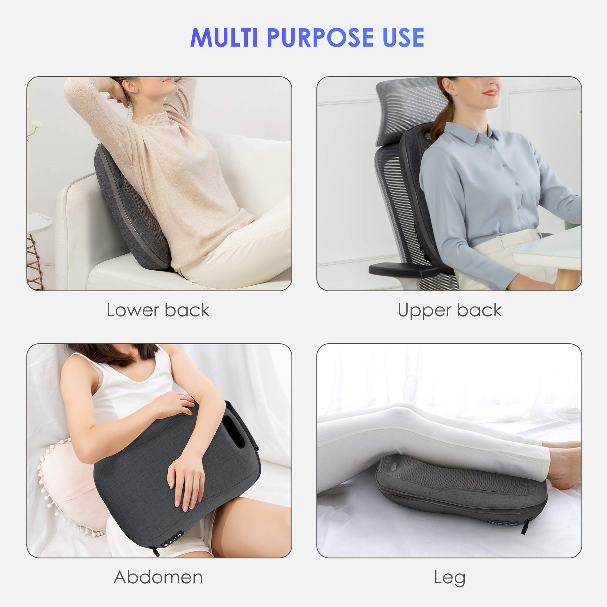 COMFIER Shiatsu Back Massager with Heat - Portable Massage Cushion for Chair - Neck Shoulder Back Pain Relief - Very Good