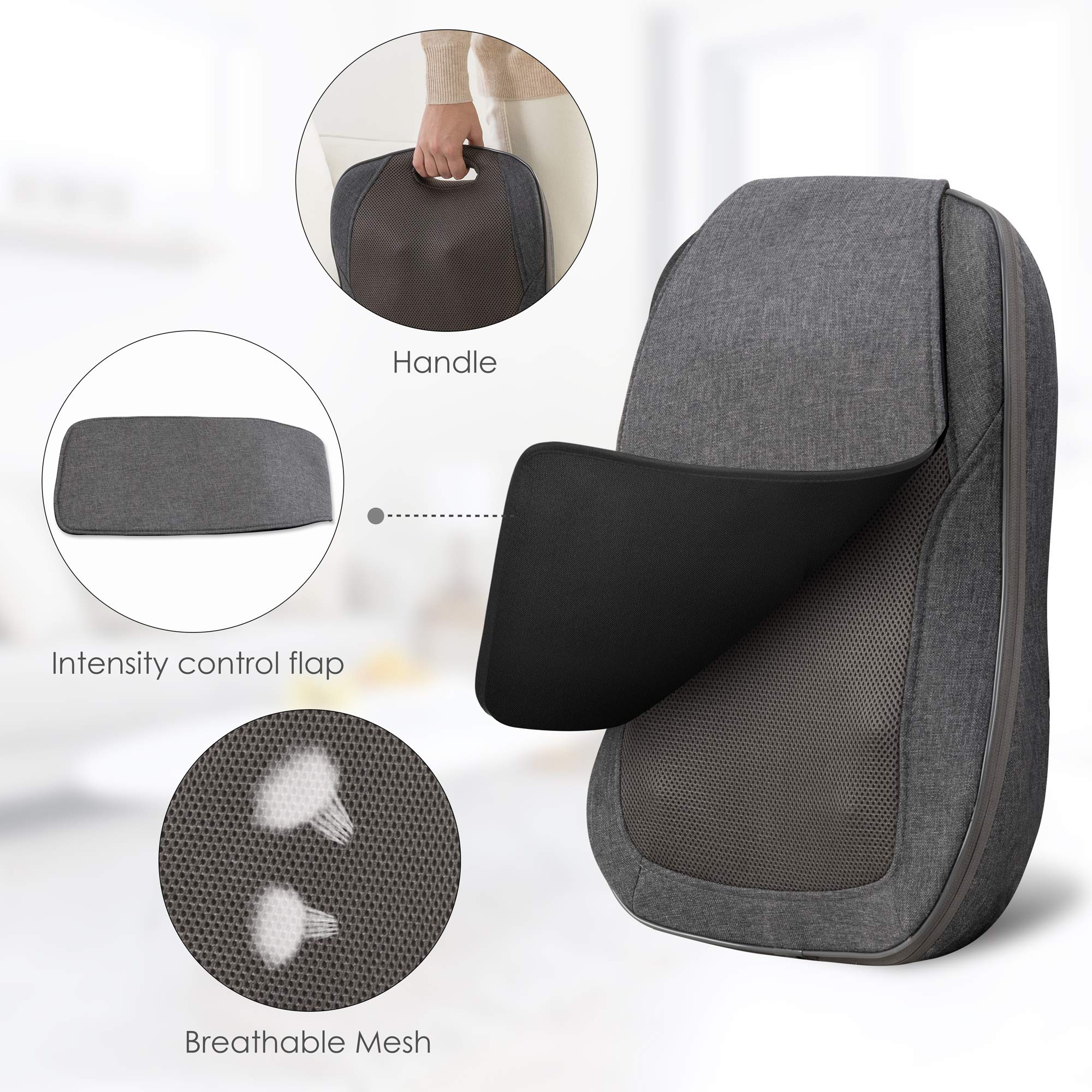 COMFIER Shiatsu Back Massager with Heat - Portable Massage Cushion for Chair - Neck Shoulder Back Pain Relief - Very Good