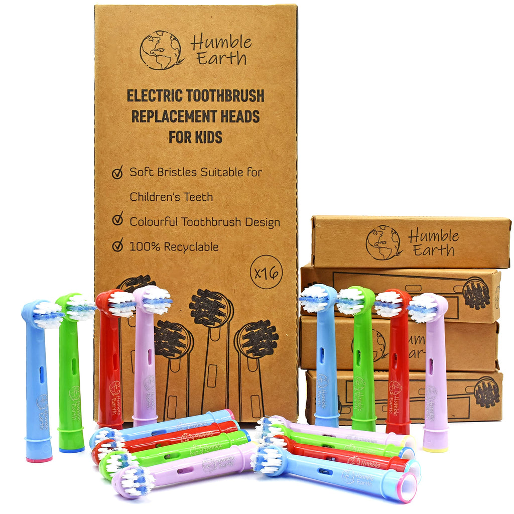 Humble Earth Kids Toothbrush Heads Compatible Oral-B Electric Soft Bristles - 16 Pack - Damaged Box