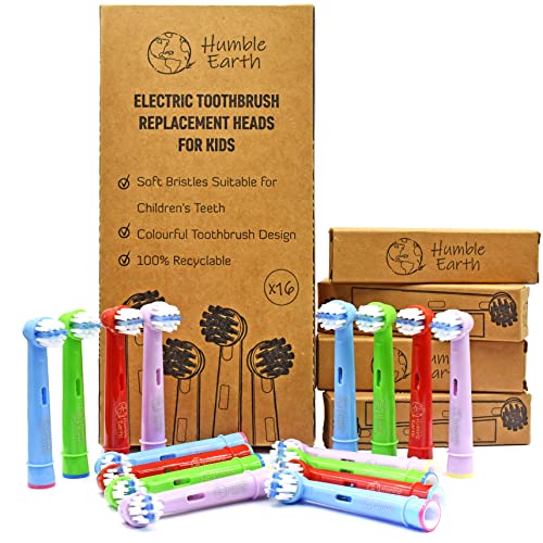 Humble Earth Kids Toothbrush Heads Compatible Oral-B Electric Soft Bristles - 16 Pack - Damaged Box