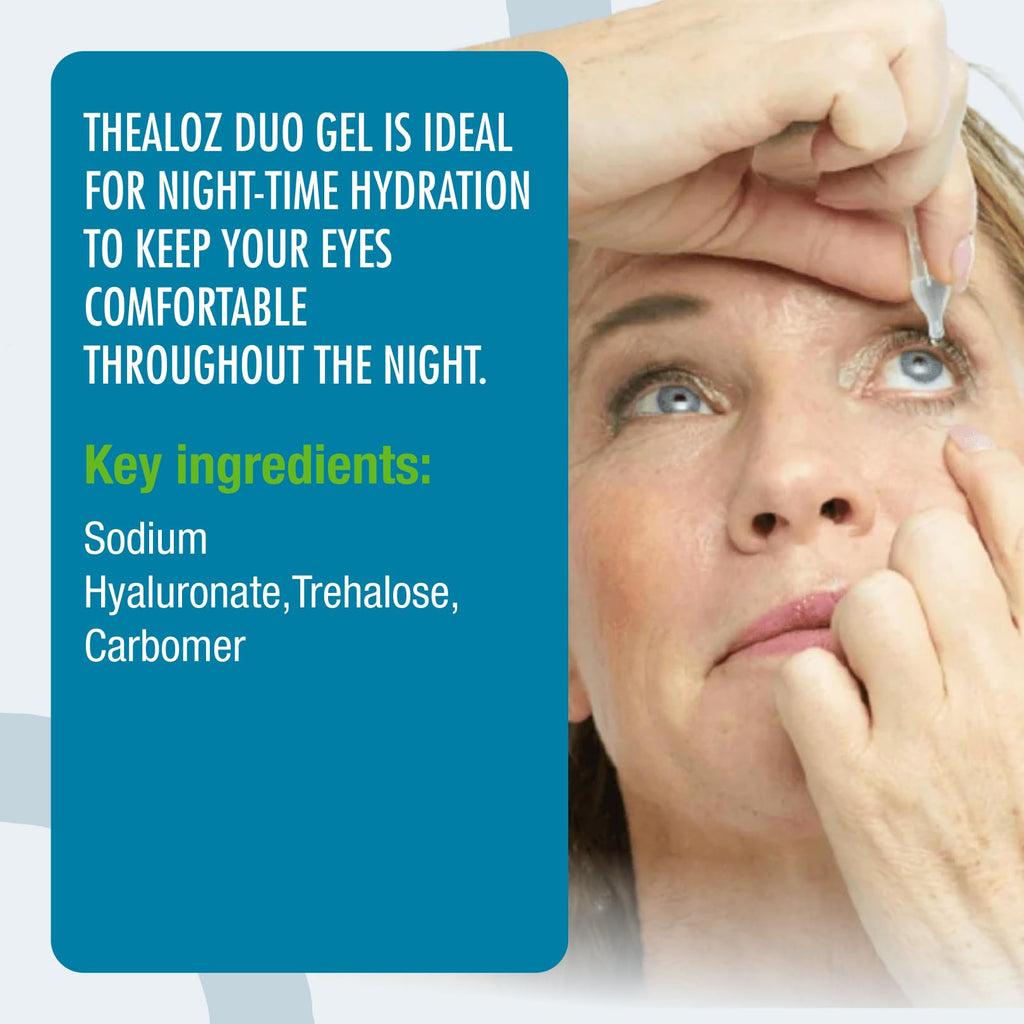 Thealoz Duo Gel - Dry Eye Relief - Preservative-Free - 90 Single Doses - Eye Drops - Lubricating Gel - Damaged Box - BBE 07/2028