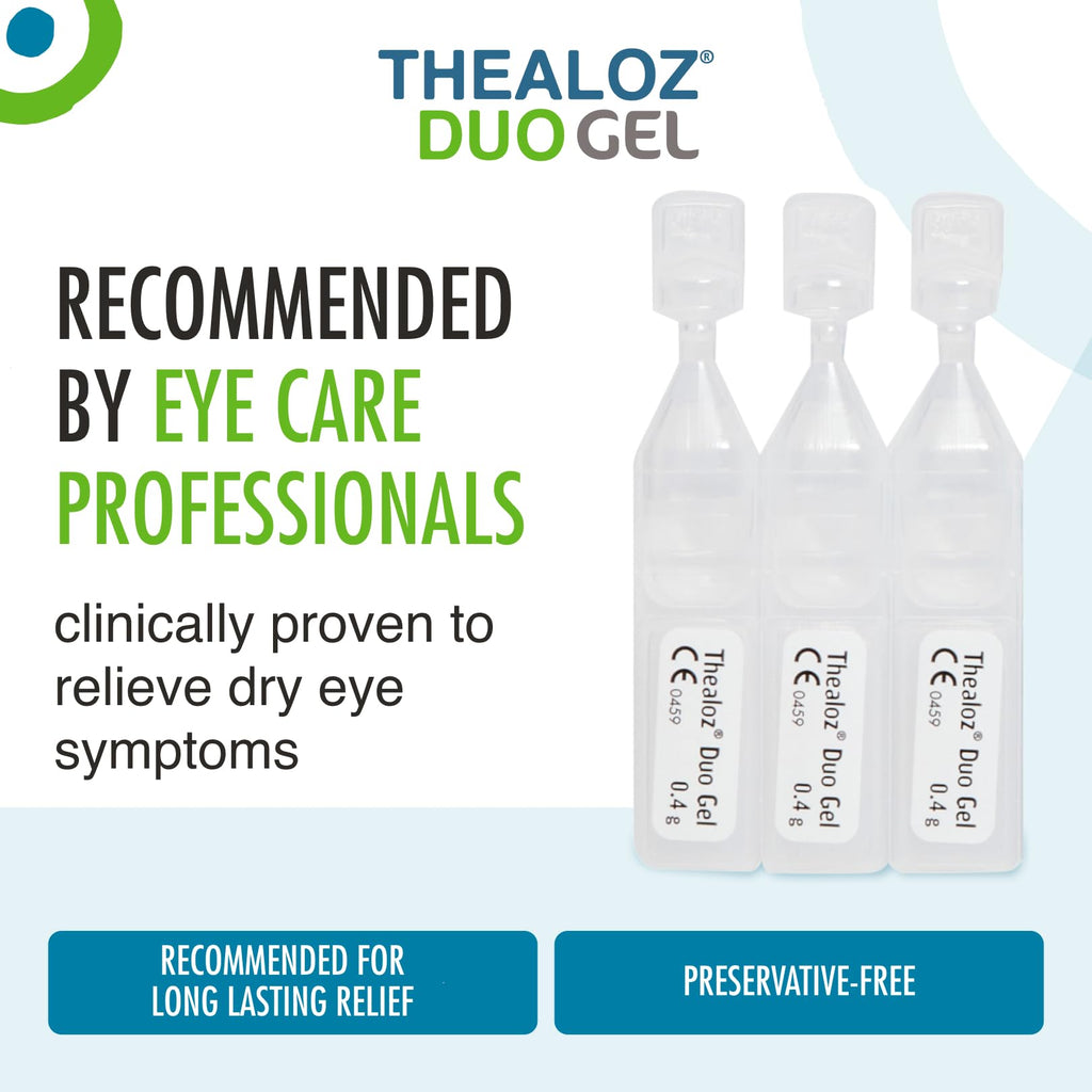 Thealoz Duo Gel - Dry Eye Relief - Preservative-Free - 90 Single Doses - Eye Drops - Lubricating Gel - Damaged Box - BBE 07/2028