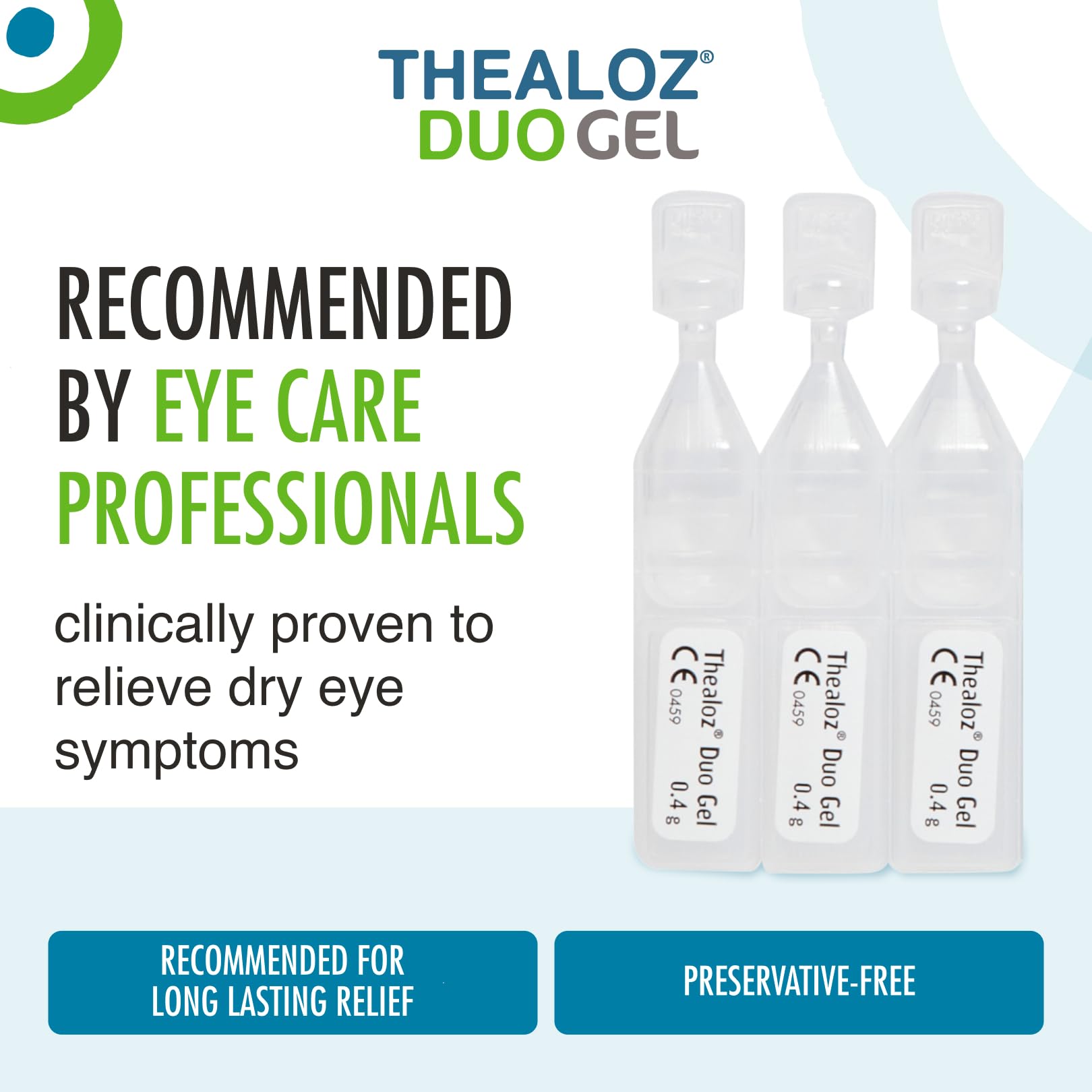 Thealoz Duo Gel - Dry Eye Relief - Preservative-Free - 90 Single Doses - Eye Drops - Lubricating Gel - Damaged Box - BBE 07/2028