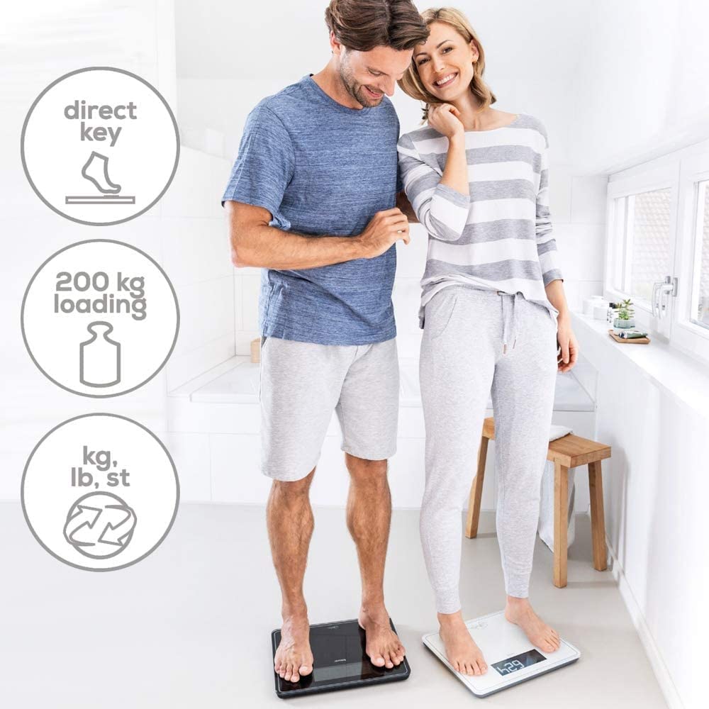 Beurer GS410 Signature Line Glass Bathroom Scale - White - XXL Display - 200kg Capacity - Digital Body Weight Scale - Very Good