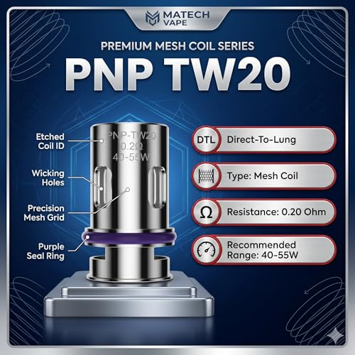 VOOPOO PnP TW20 Mesh Coils 0.2 Ohm Dual-In-One Vape Atomizer Heads - 5 Pack Replacement Coils - Damaged Box