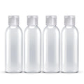 Palm Safe 4x 100ml Clear Plastic Travel Bottles - Empty Refillable Containers with Flip Cap - Leak Proof BPA Free Toiletries Storage - New