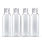 Palm Safe 4x 100ml Clear Plastic Travel Bottles - Empty Refillable Containers with Flip Cap - Leak Proof BPA Free Toiletries Storage - New