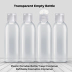 Palm Safe 4x 100ml Clear Plastic Travel Bottles - Empty Refillable Containers with Flip Cap - Leak Proof BPA Free Toiletries Storage - New