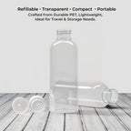 Palm Safe 4x 100ml Clear Plastic Travel Bottles - Empty Refillable Containers with Flip Cap - Leak Proof BPA Free Toiletries Storage - New